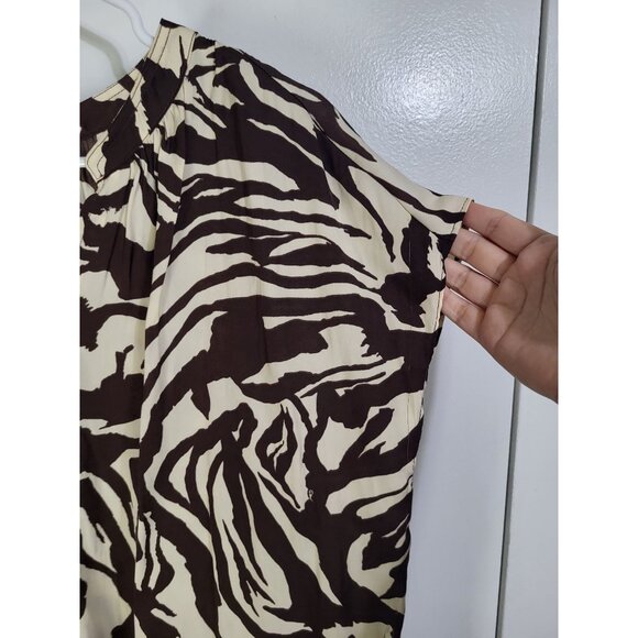Joie Women's SZ XL Zebra Print Blouse Top Brown Cream - Picture 5 of 8